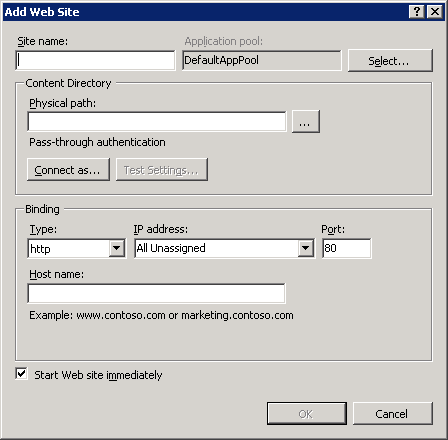 Add website to your local IIS