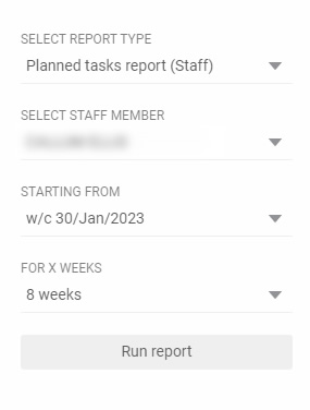 Planned tasks report (Staff)