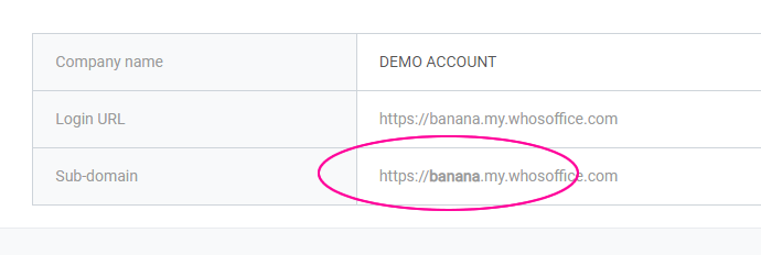 Your company sub-domain