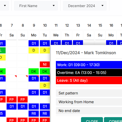 Map shifts and schedules
